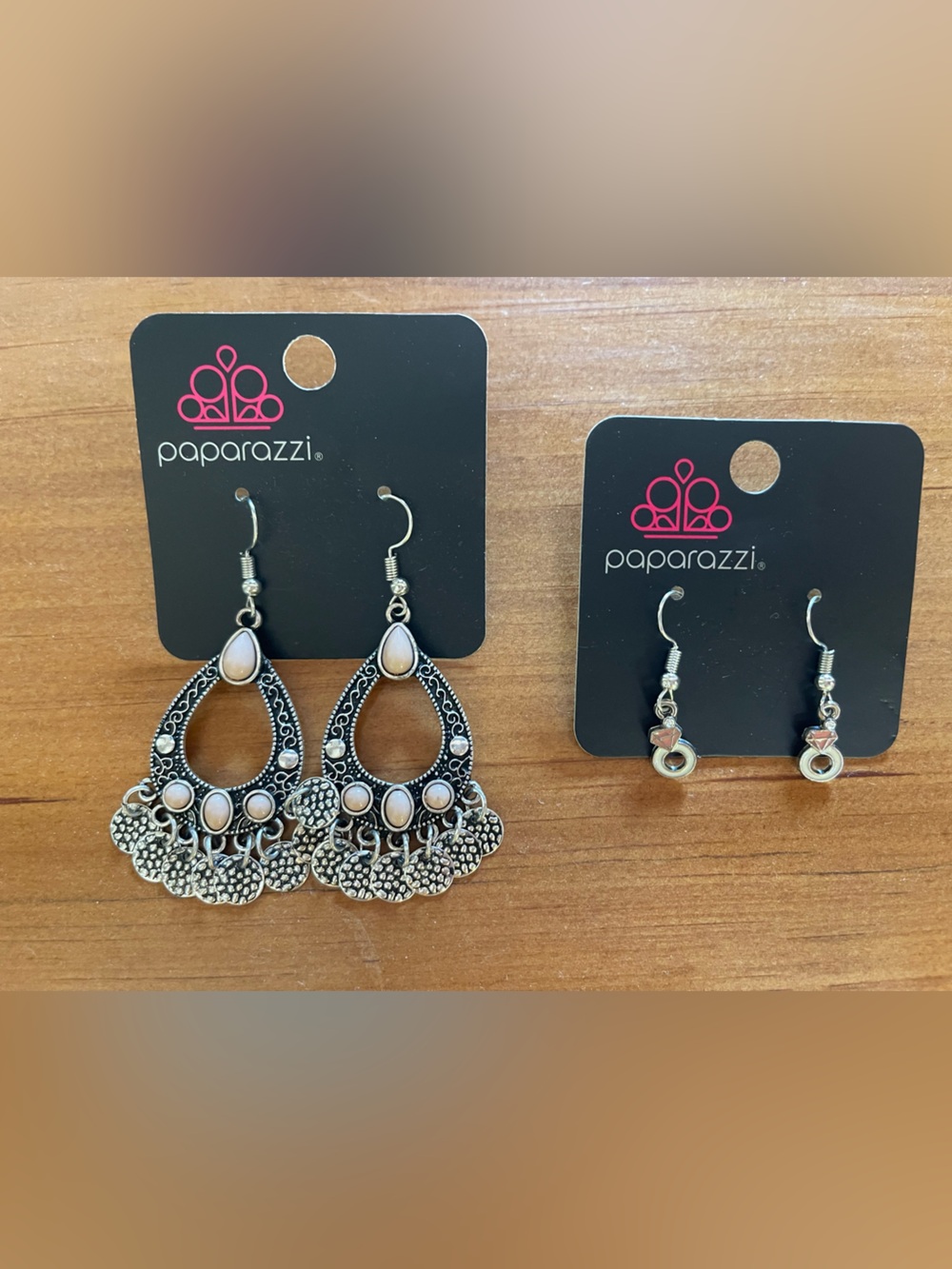 Paparazzi Silver Tone Filigree Dangle Earrings with Pink Accents